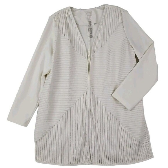 Chico’s ~Woman Size 2 (L) ~ Ivory/Vanilla Cardigans Open Front Long Sleeve. - Picture 8 of 9